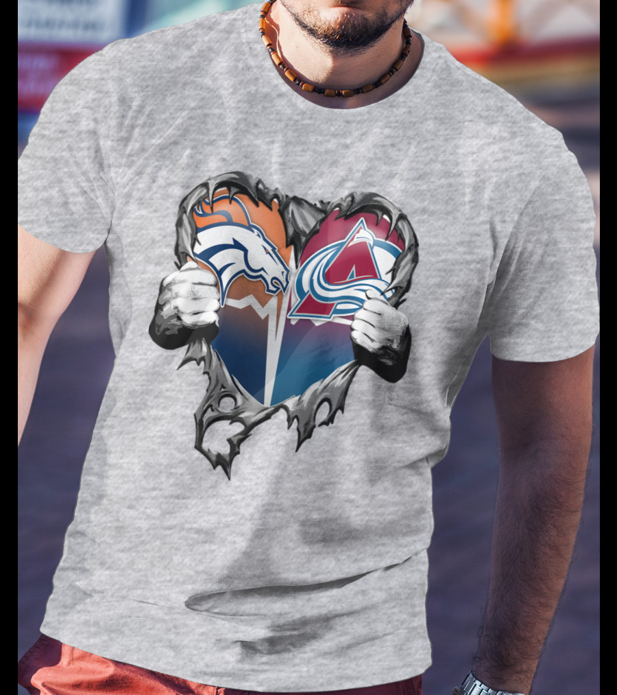Broncos Avalanche Rip Heart T-Shirt