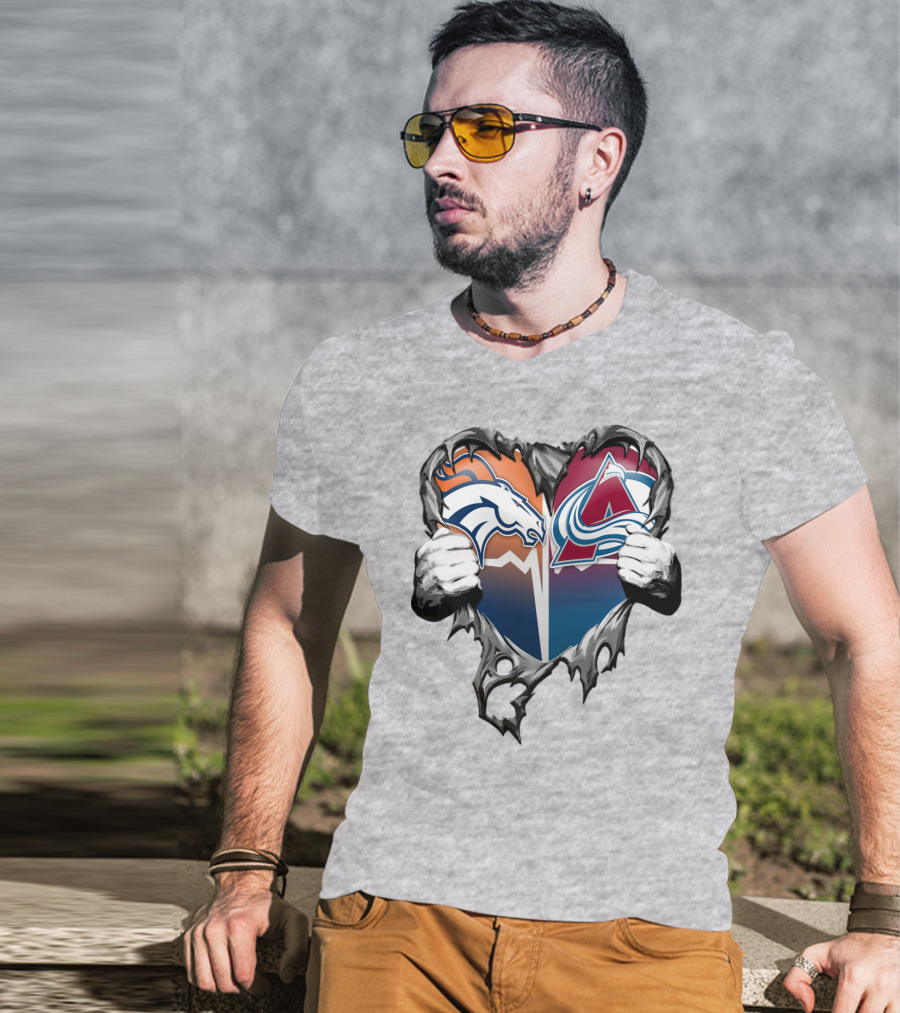 Broncos Avalanche Rip Heart T-Shirt