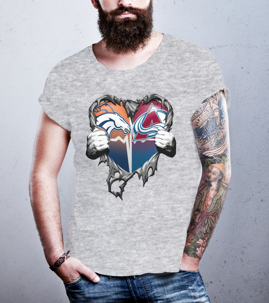 Broncos Avalanche Rip Heart T-Shirt