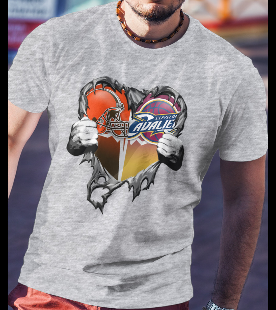 Cleveland Cavaliers Browns Heart Combination T-Shirt