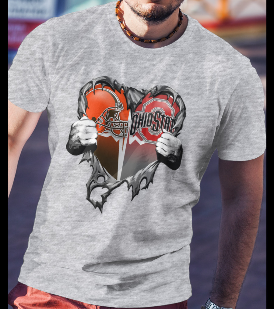 Cleveland Browns Ohio State Buckeyes Heart T-Shirt