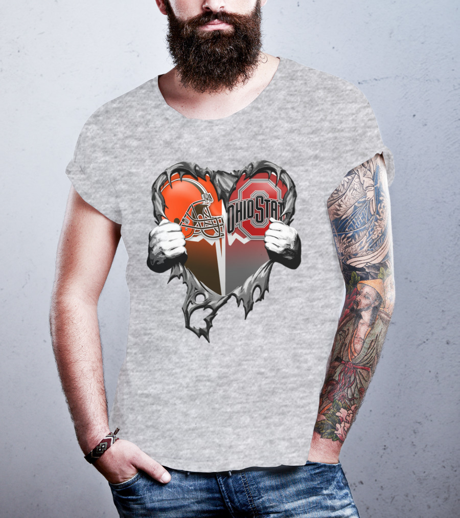 Cleveland Browns Ohio State Buckeyes Heart T-Shirt