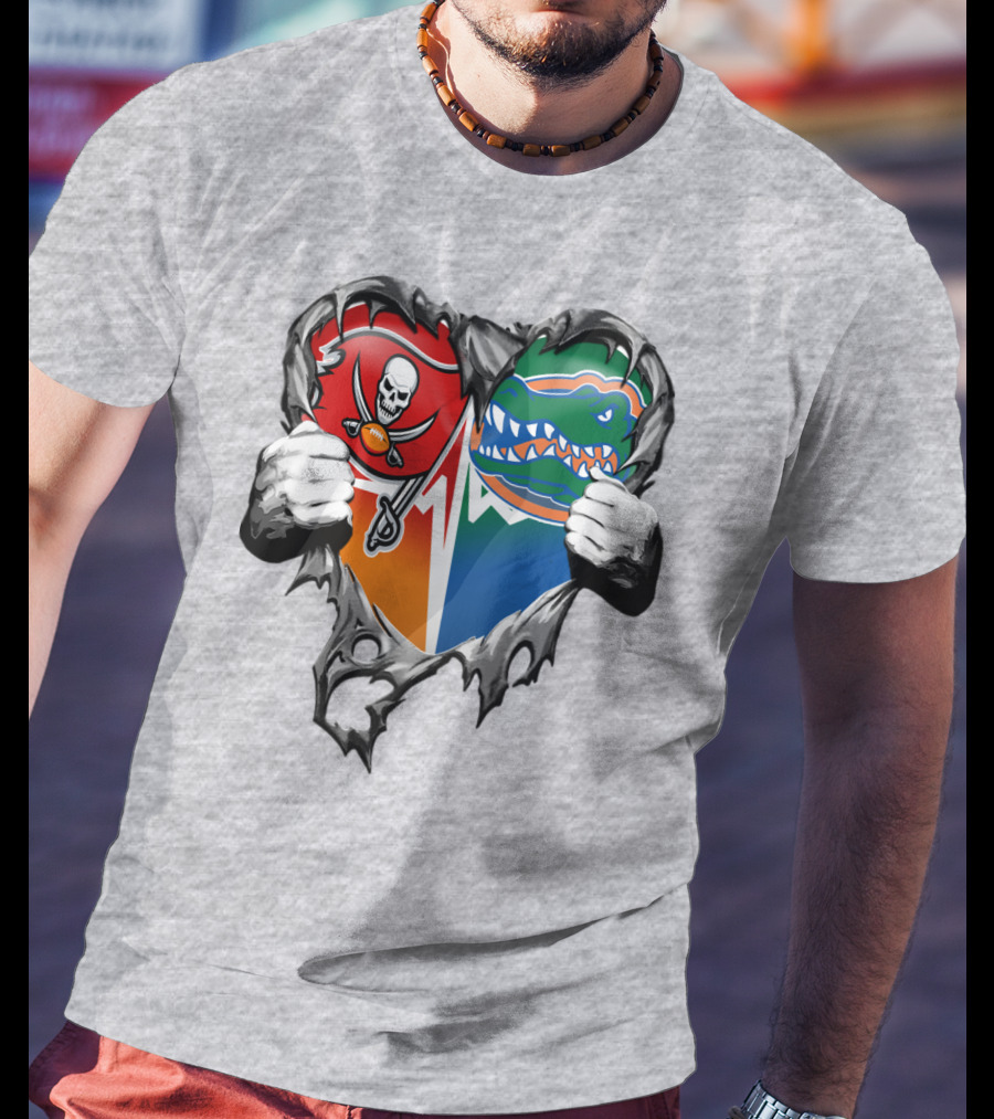 Tampa Bay Buccaneers Florida Gators Torn Heart T-Shirt