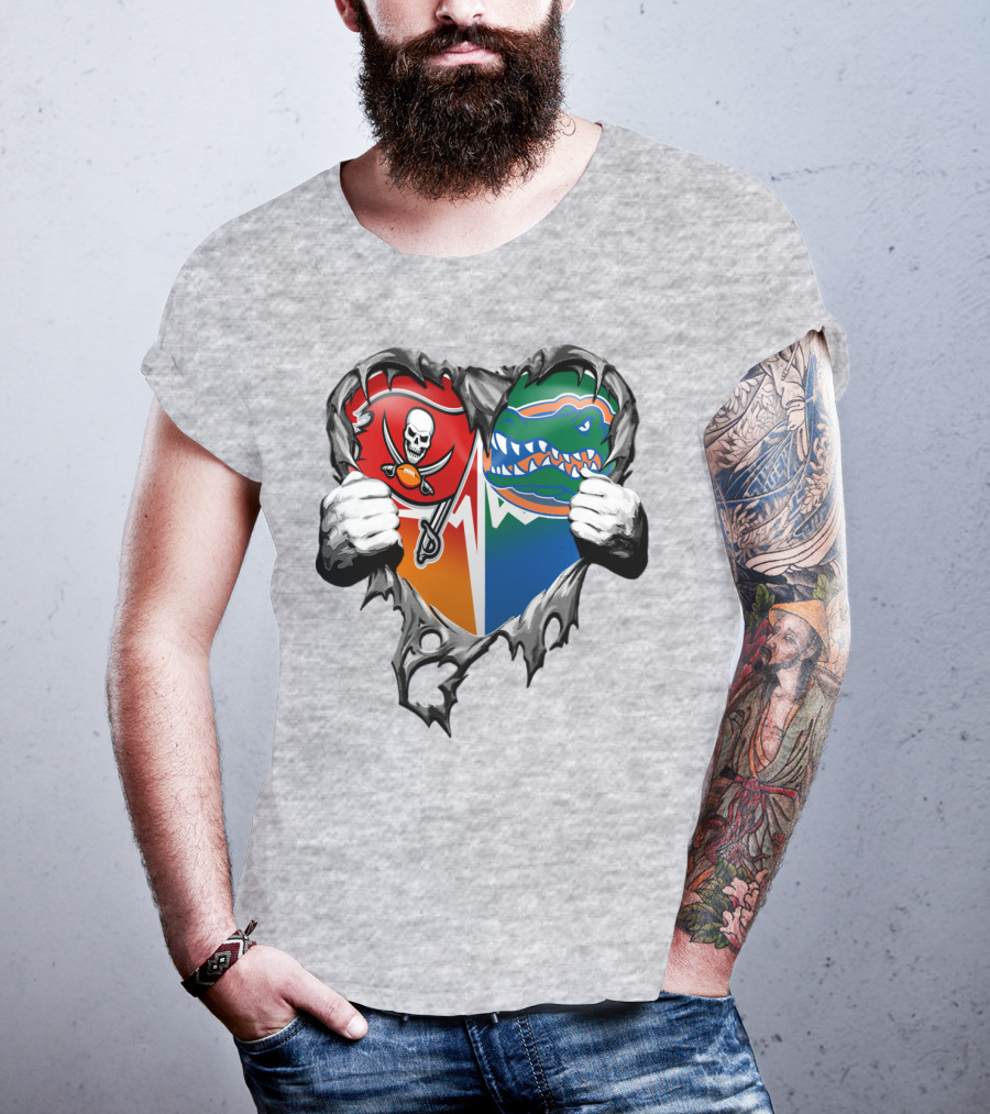 Tampa Bay Buccaneers Florida Gators Torn Heart T-Shirt