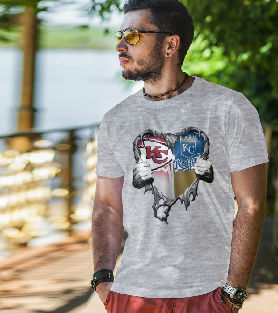 Kc Chiefs And Kc Royals Heart T-Shirt