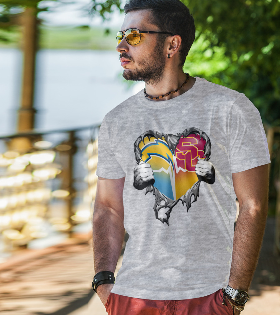 Chargers Usc Heart Logo Split T-Shirt