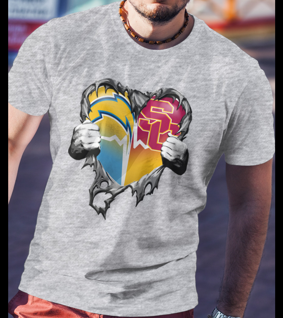 Chargers Usc Heart Logo Split T-Shirt