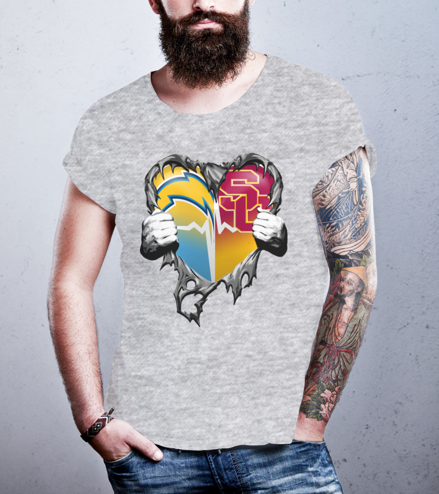 Chargers Usc Heart Logo Split T-Shirt