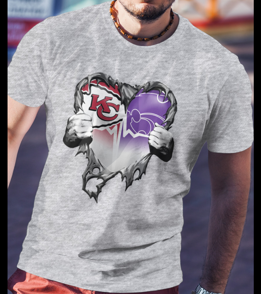 Kansas City Chiefs And Kansas State Wildcats Heart T-Shirt