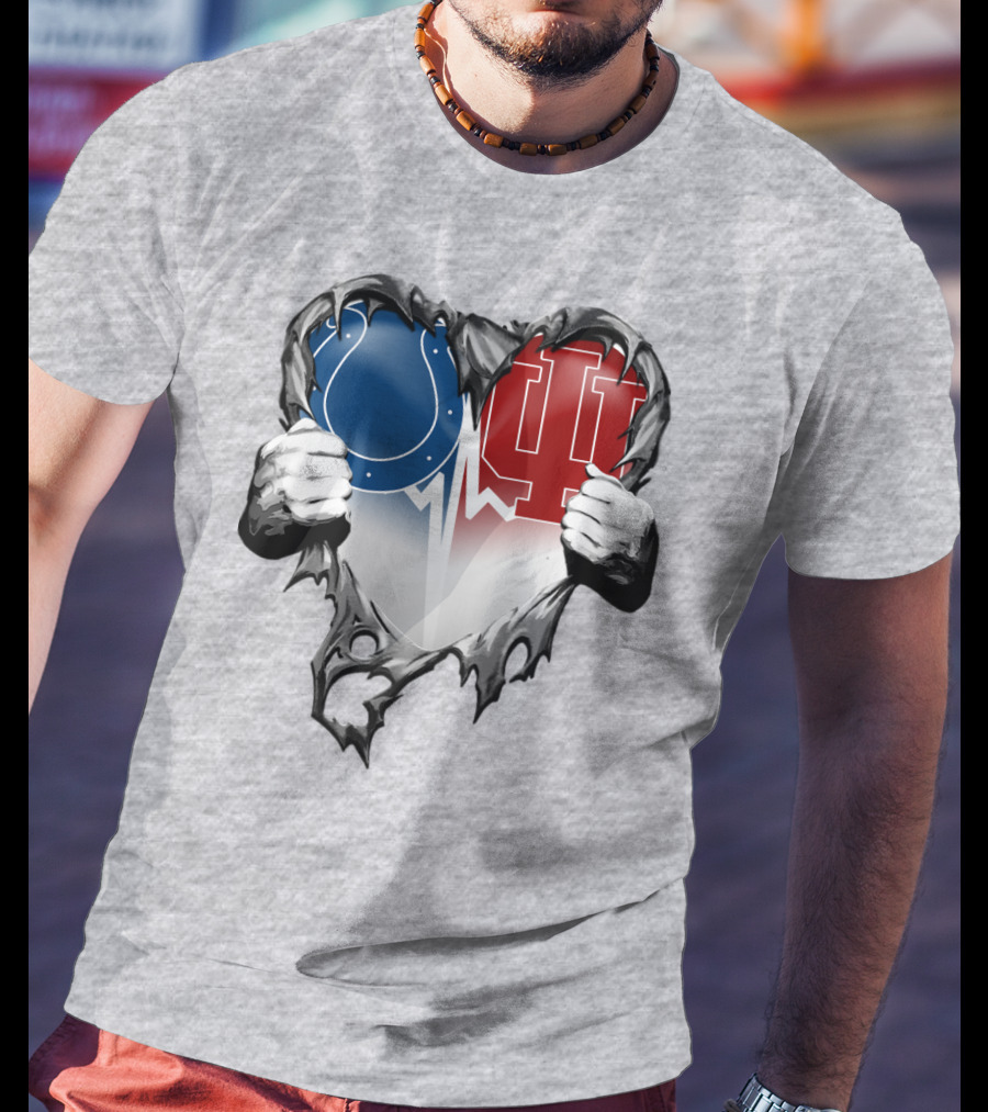 Colts Indiana Hoosiers Heart Torn Open T-Shirt
