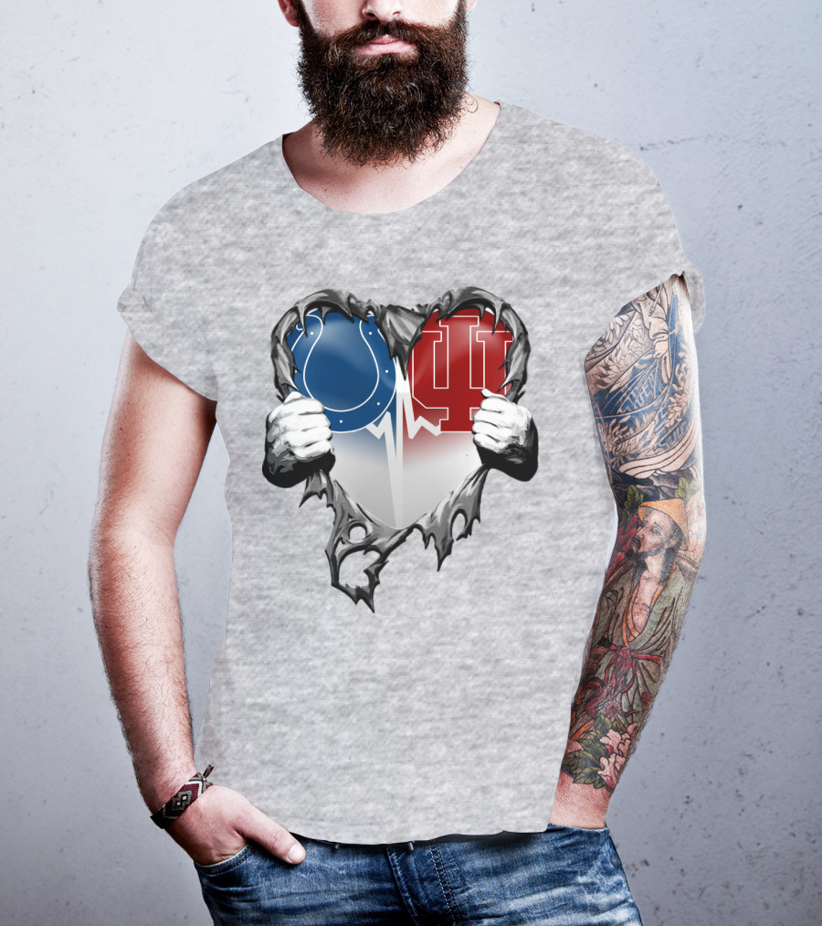 Colts Indiana Hoosiers Heart Torn Open T-Shirt