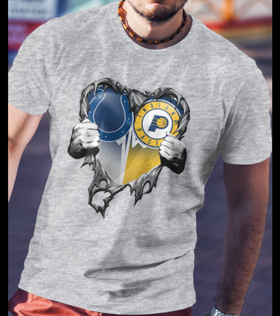 Indianapolis Colts Indiana Pacers Heart Rip T-Shirt