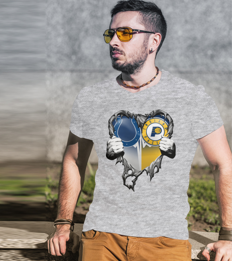 Indianapolis Colts Indiana Pacers Heart Rip T-Shirt