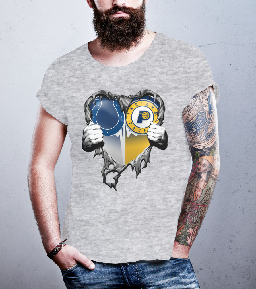 Indianapolis Colts Indiana Pacers Heart Rip T-Shirt