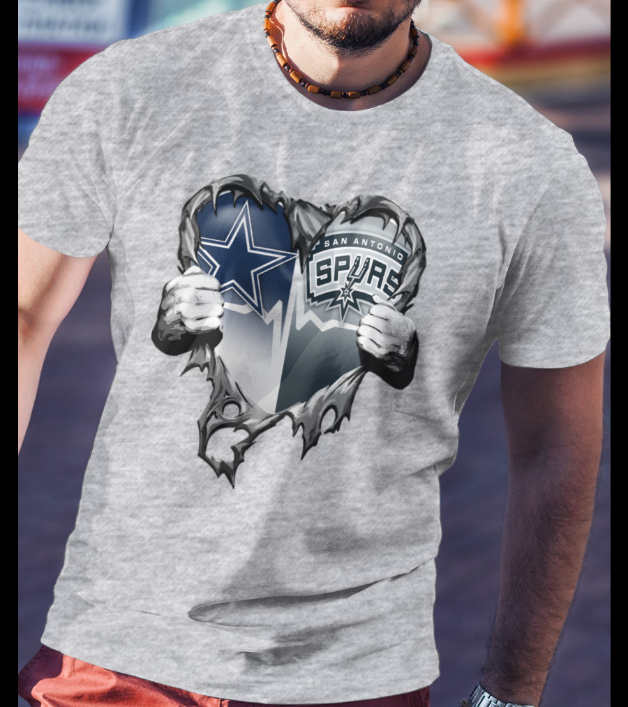 Dallas Cowboys San Antonio Spurs Heart T-Shirt