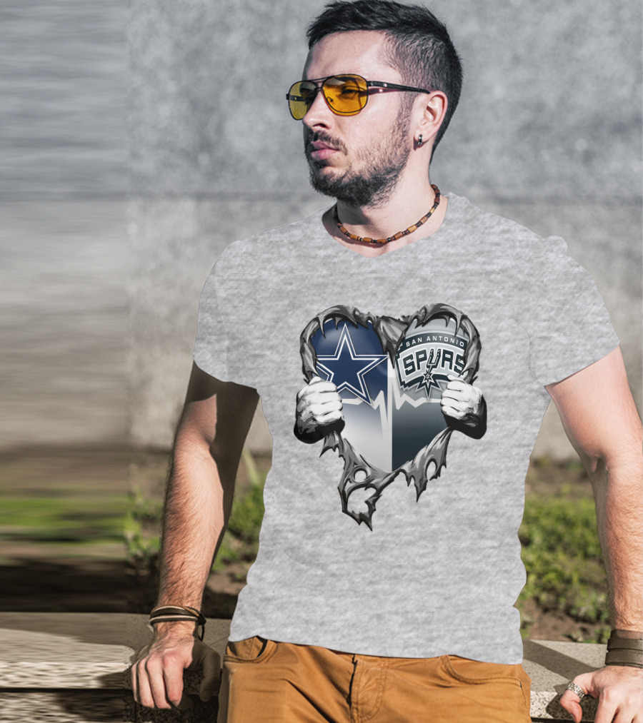 Dallas Cowboys San Antonio Spurs Heart T-Shirt