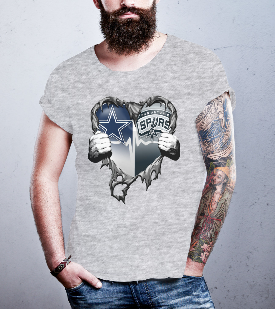 Dallas Cowboys San Antonio Spurs Heart T-Shirt