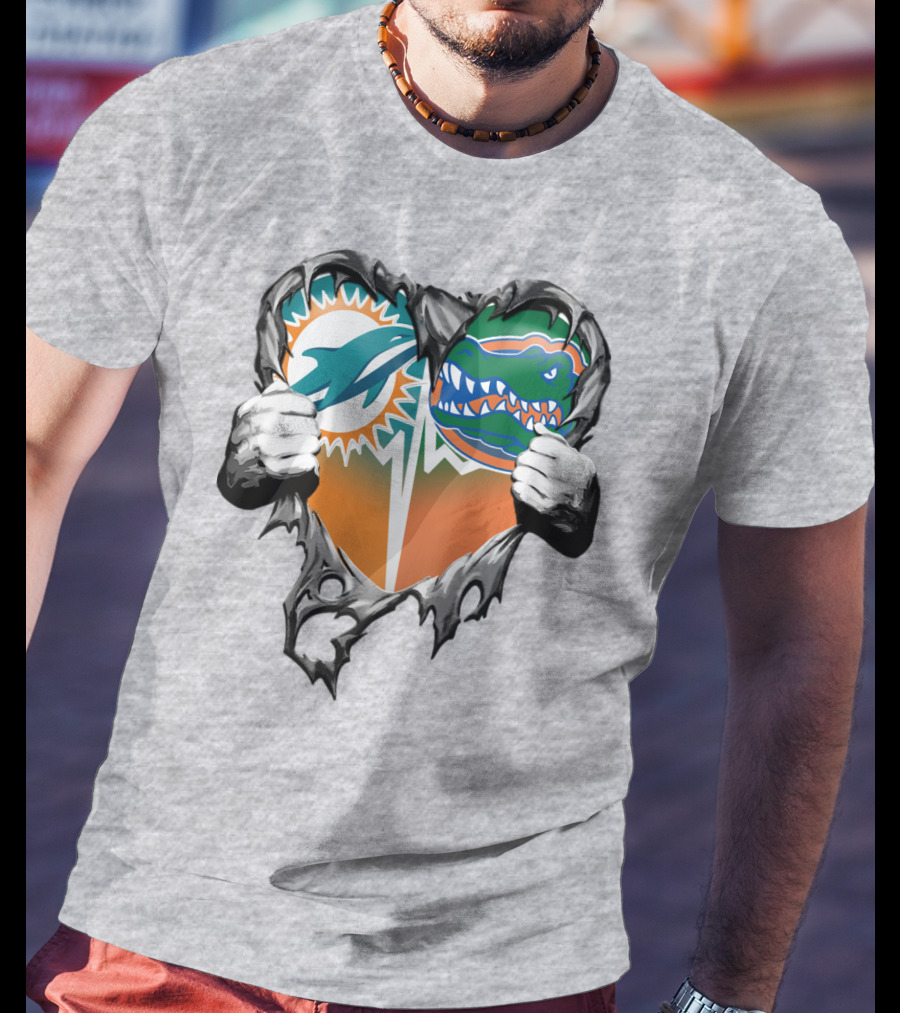 Miami Dolphins Florida Gators Heart Design Xatt048 T-Shirt