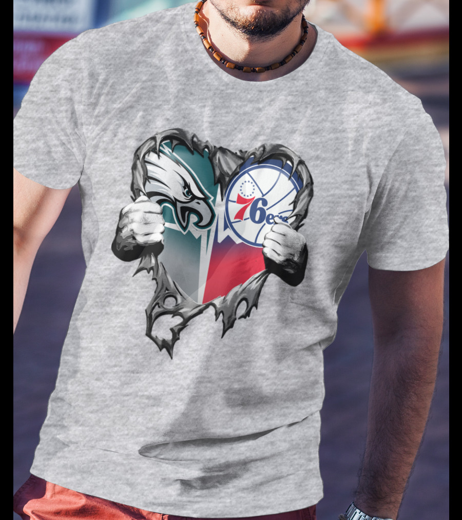 Philadelphia Eagles And 76ers Heart T-Shirt