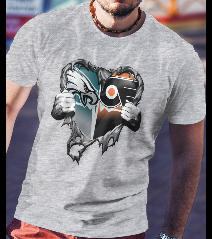 Eagles Flyers Heart Logo Combination T-Shirt