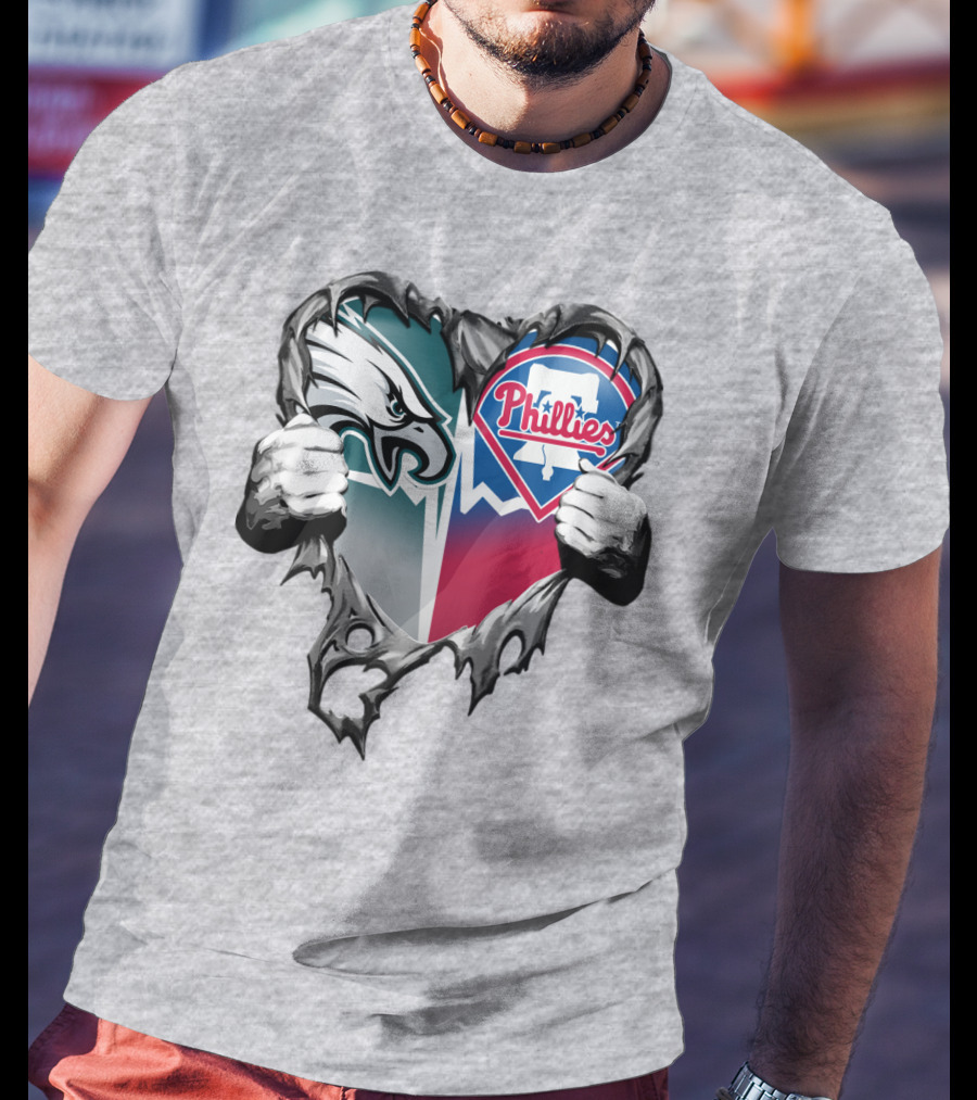 Eagles Phillies Heart Logo Blend T-Shirt
