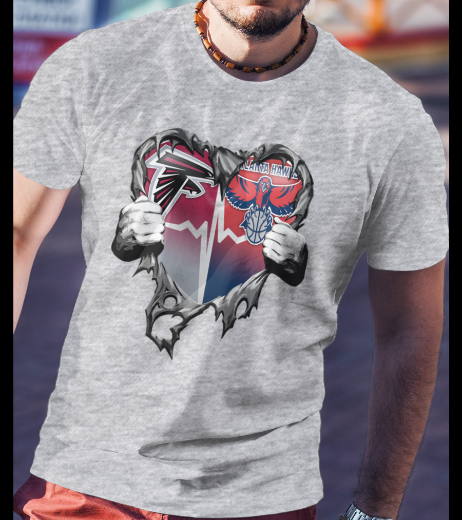Atlanta Falcons Atlanta Hawks Heartbeat Rip Effect T-Shirt