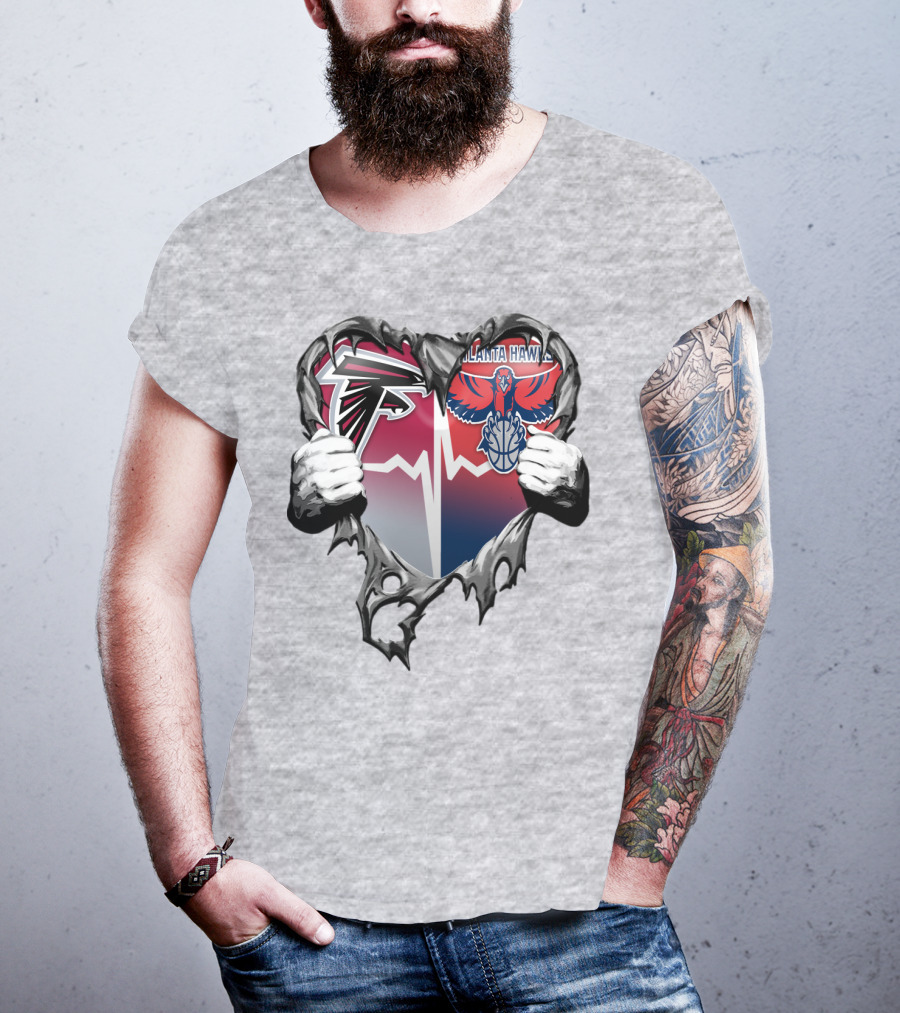 Atlanta Falcons Atlanta Hawks Heartbeat Rip Effect T-Shirt