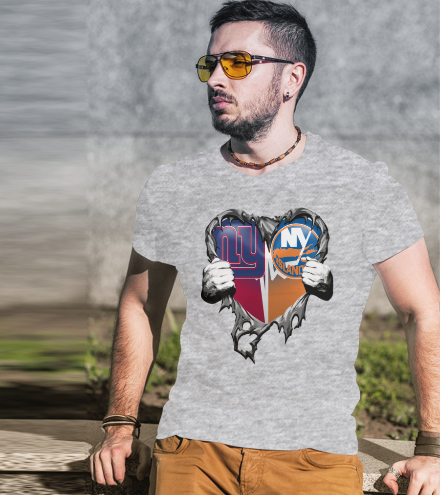 Ny Giants And Ny Islanders Heart T-Shirt