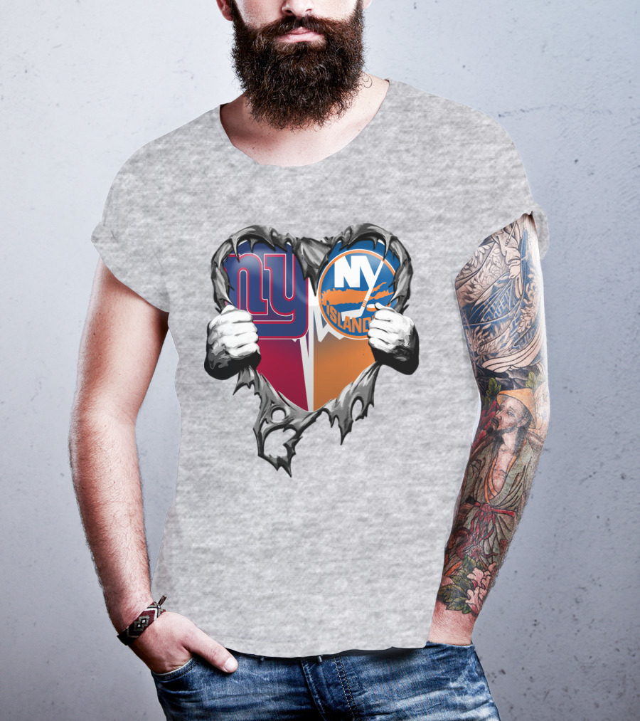 Ny Giants And Ny Islanders Heart T-Shirt