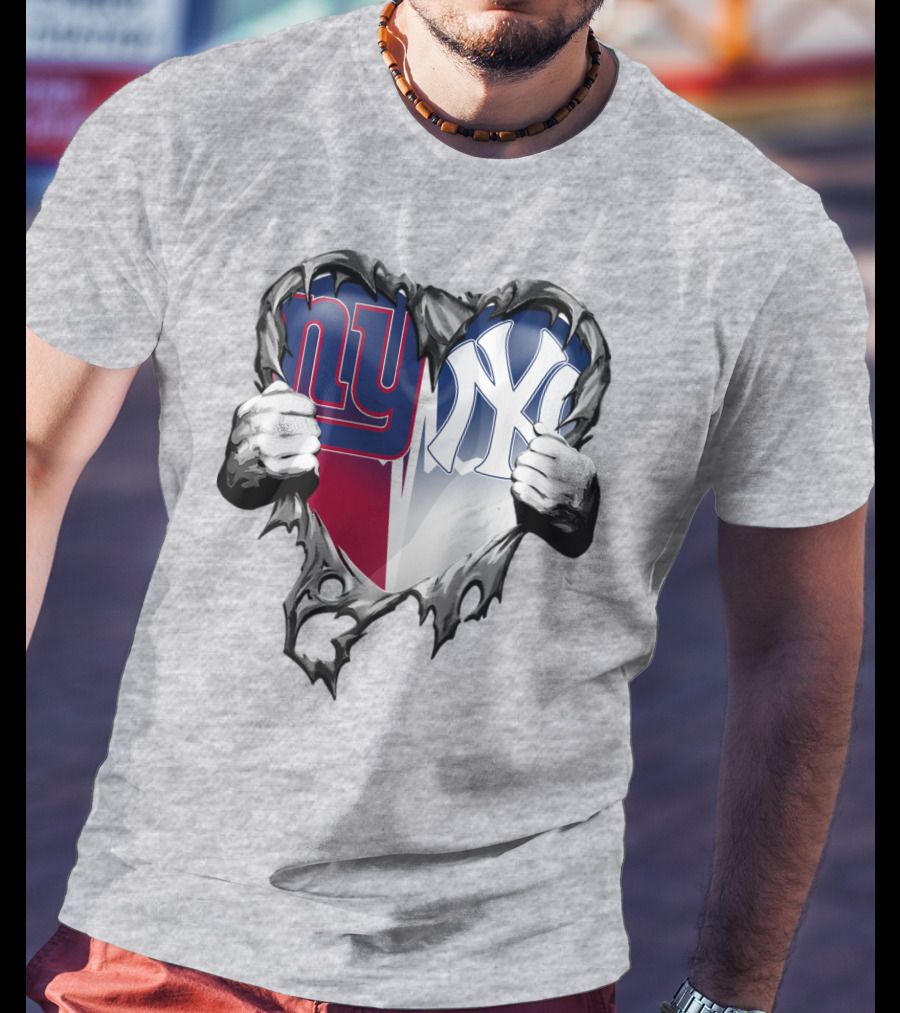 New York Giants Ny Yankees Heart T-Shirt