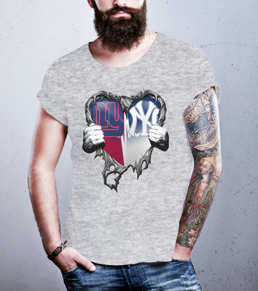 New York Giants Ny Yankees Heart T-Shirt