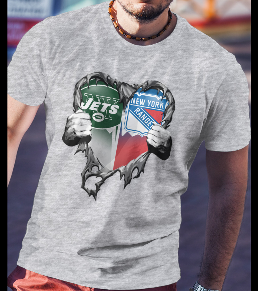 New York Jets Rangers Heart Split T-Shirt