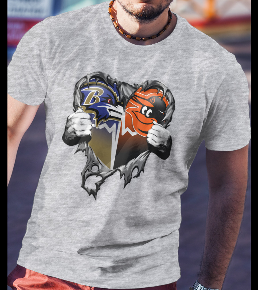 Baltimore Ravens Orioles Heart T-Shirt
