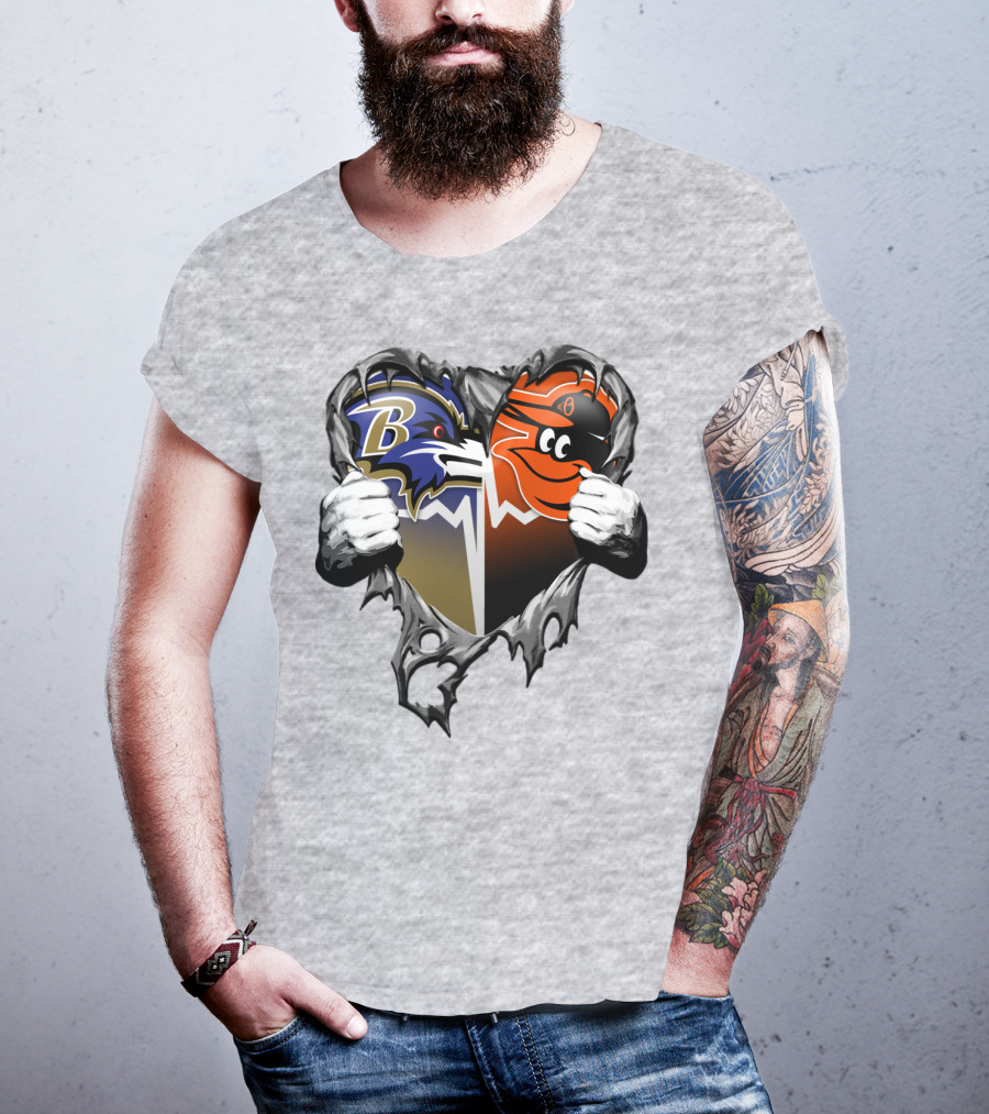 Baltimore Ravens Orioles Heart T-Shirt