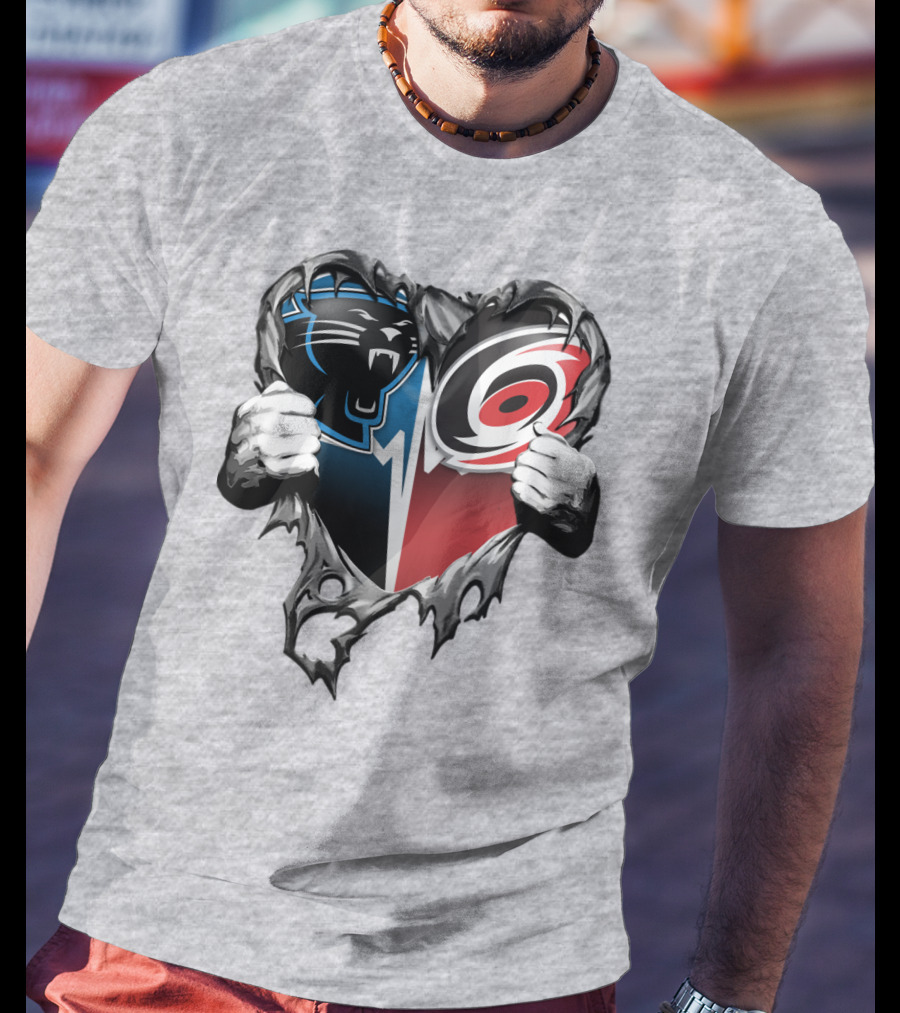 Carolina Panthers Hurricanes Heart T-Shirt
