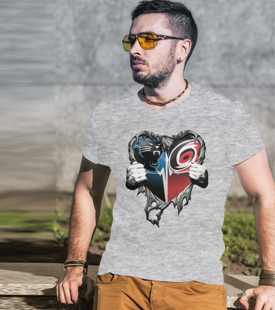 Carolina Panthers Hurricanes Heart T-Shirt