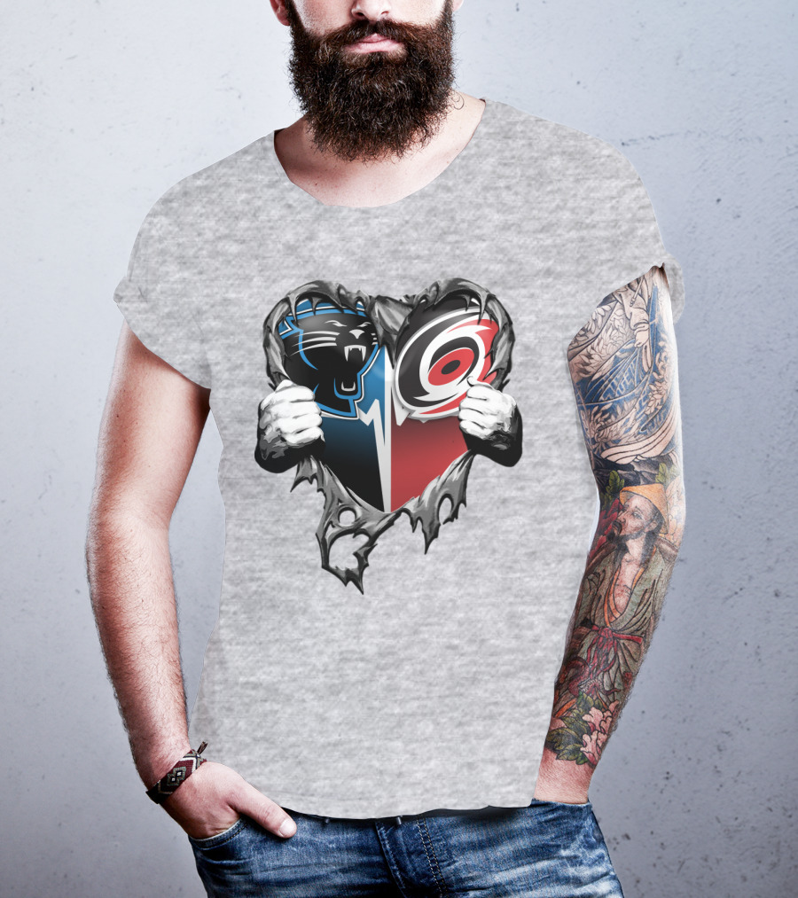 Carolina Panthers Hurricanes Heart T-Shirt