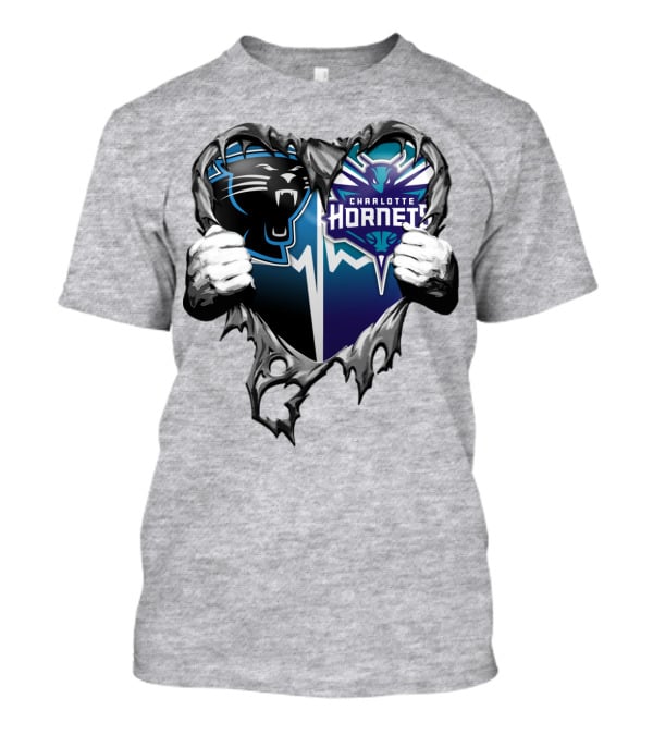 Carolina Panthers Charlotte Hornets Heart T-Shirt