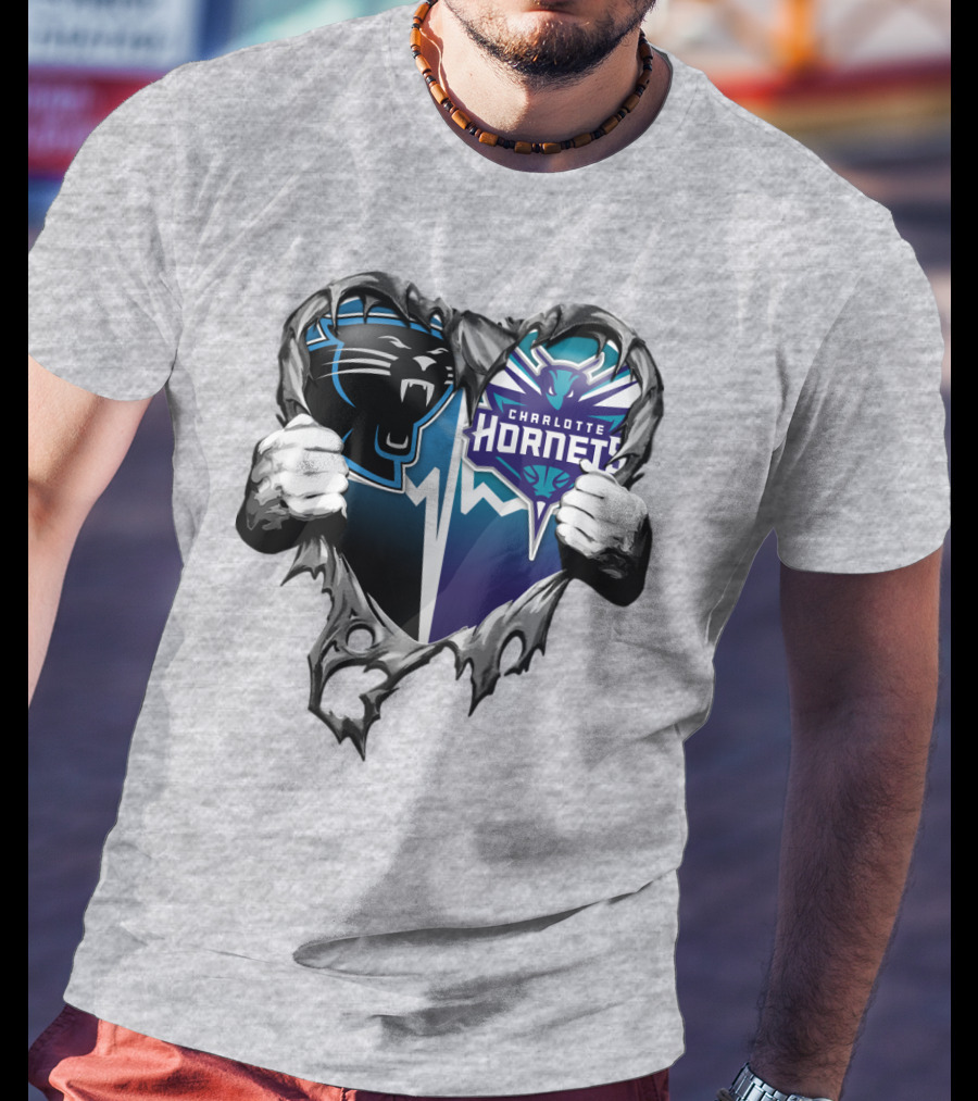 Carolina Panthers Charlotte Hornets Heart T-Shirt