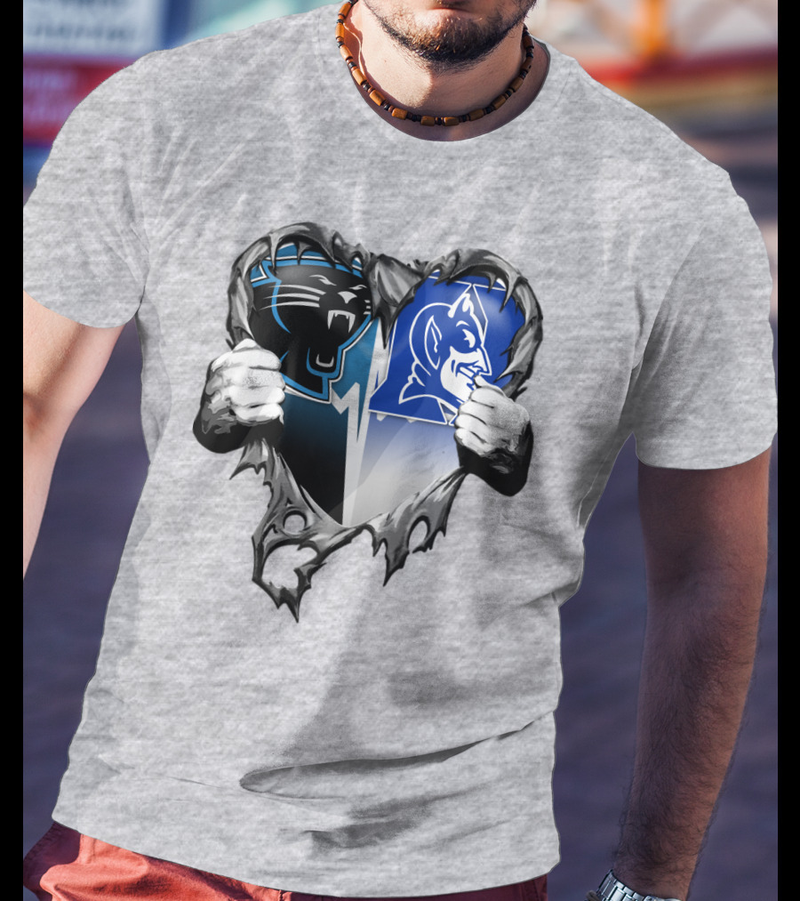 Carolina Panthers Duke Blue Devils Heart T-Shirt