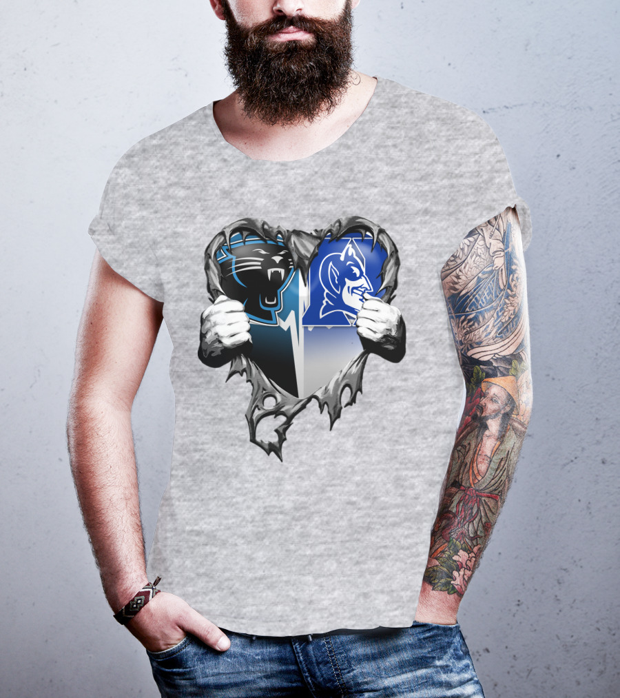 Carolina Panthers Duke Blue Devils Heart T-Shirt