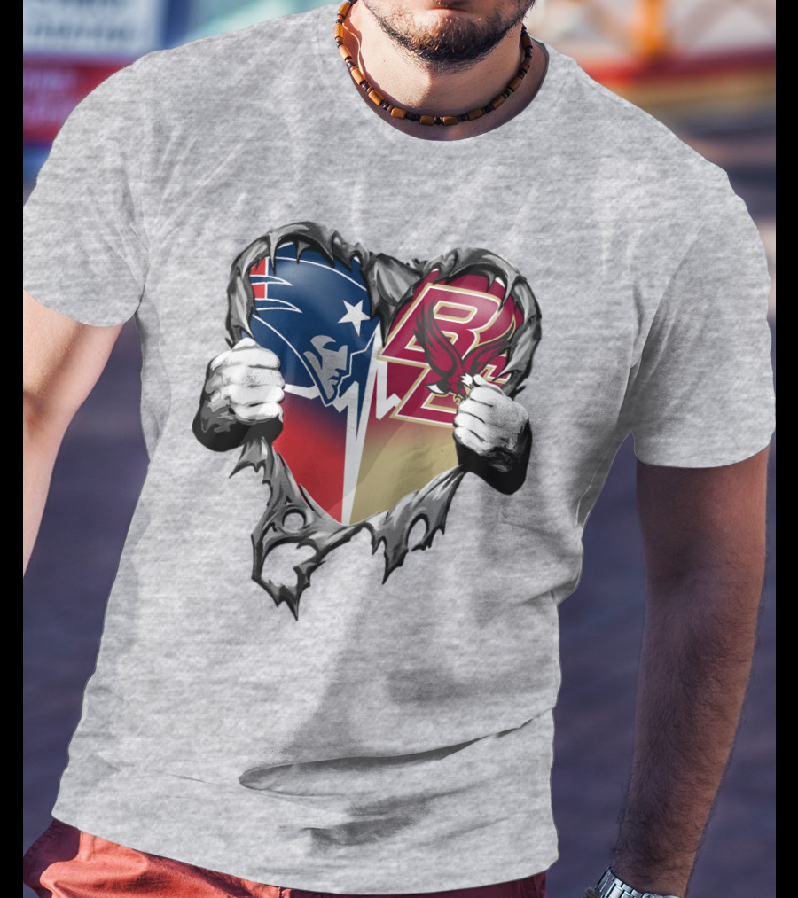 New England Patriots Boston College Eagles Heart T-Shirt