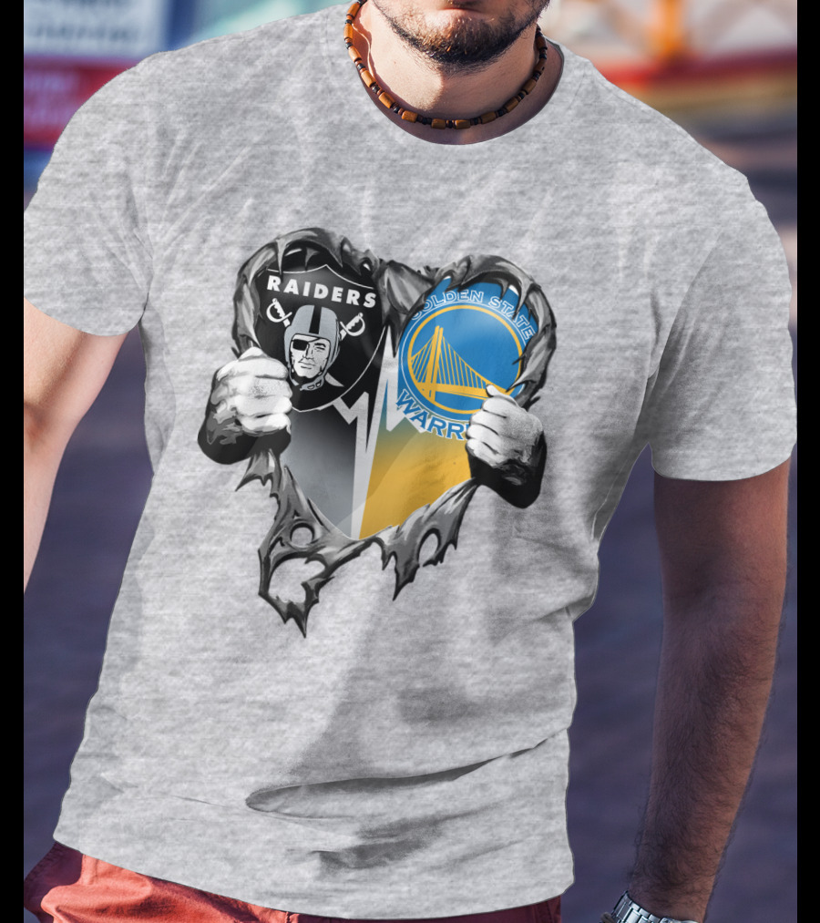 Raiders Golden State Warriors Heart Logo Xatt094 T-Shirt