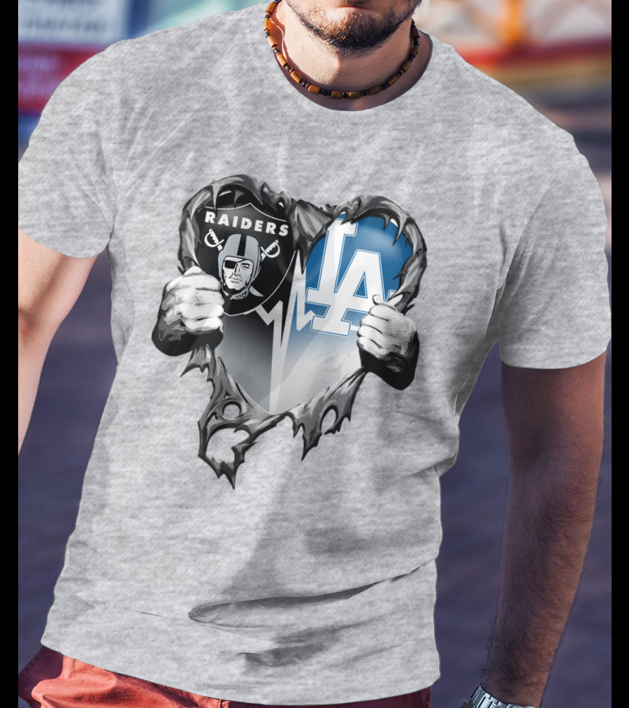 Raiders La Dodgers Heart Design Xatt095 T-Shirt