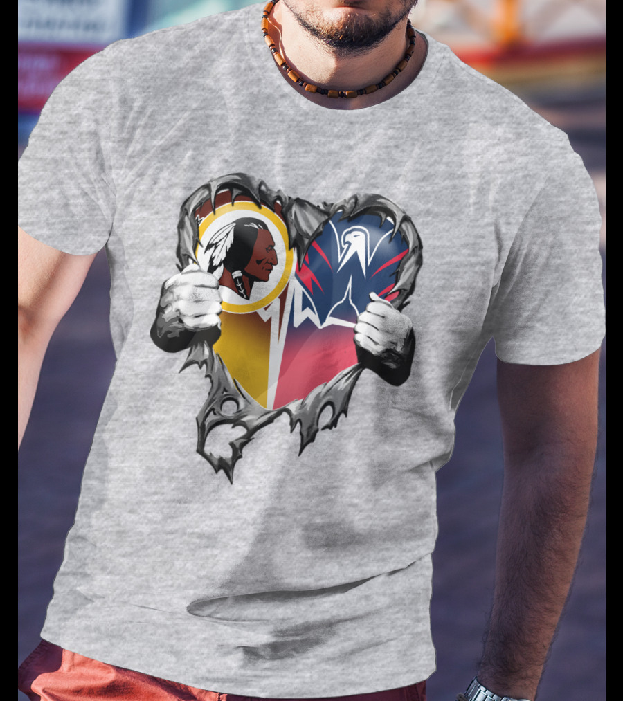 Washington Redskins Wizards Heart Logo Mashup T-Shirt