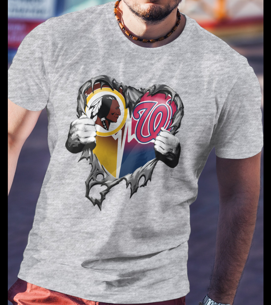 Washington Football Team And Nationals Heart Design Xatt105 T-Shirt
