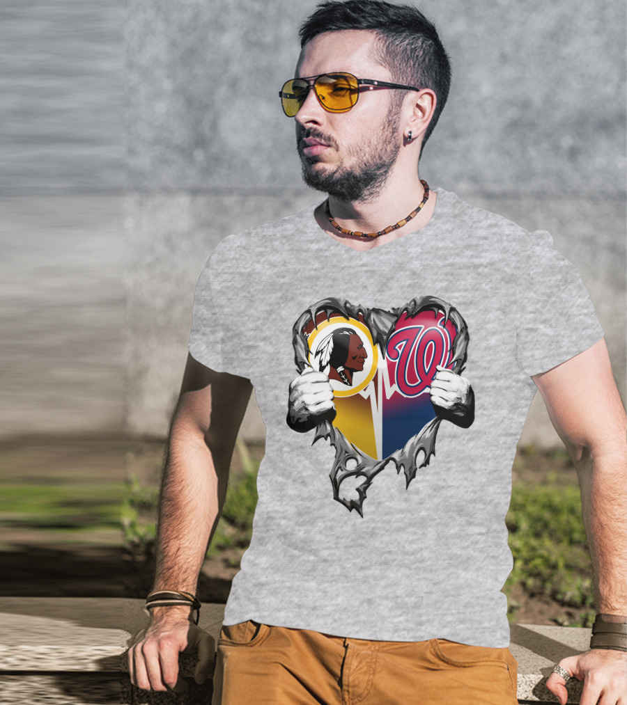 Washington Football Team And Nationals Heart Design Xatt105 T-Shirt