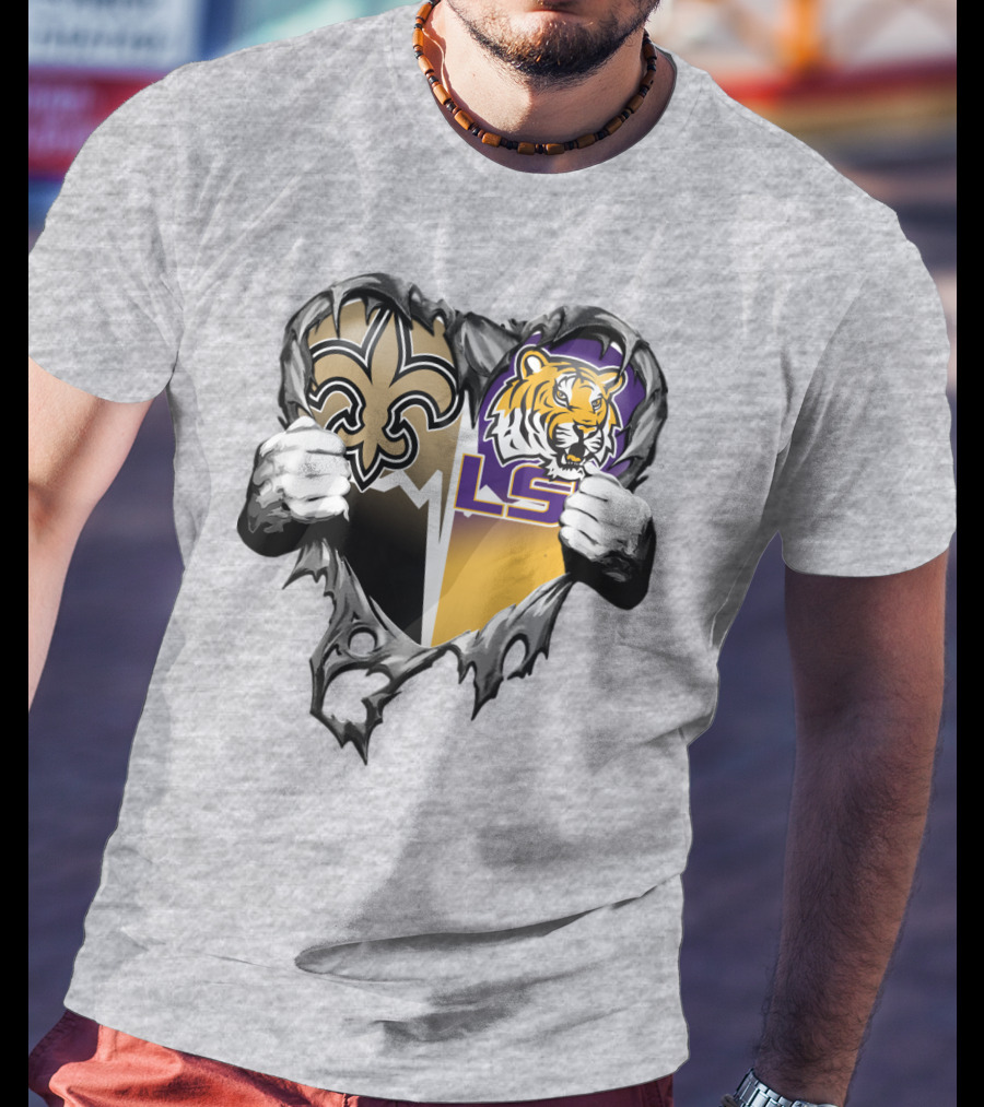 New Orleans Saints Lsu Tigers Heart T-Shirt