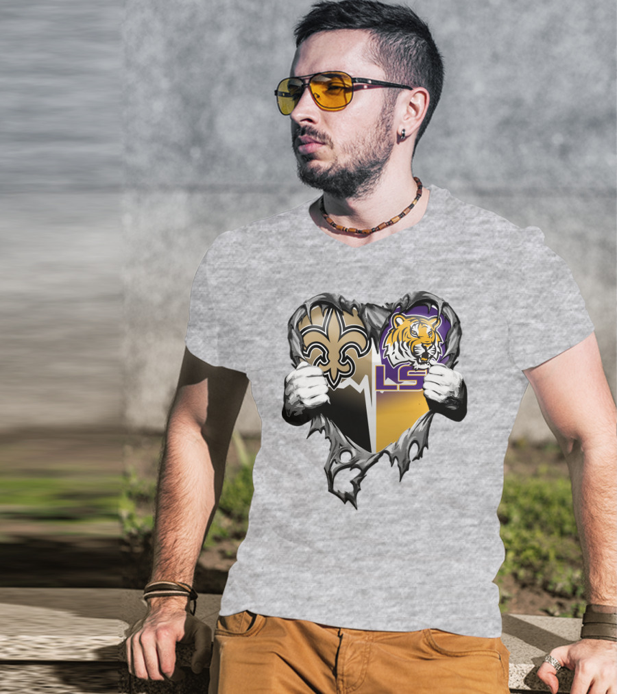 New Orleans Saints Lsu Tigers Heart T-Shirt