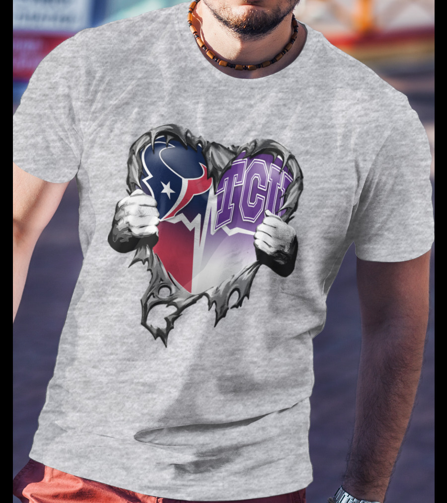 Houston Texans Tcu Horned Frogs Heart T-Shirt